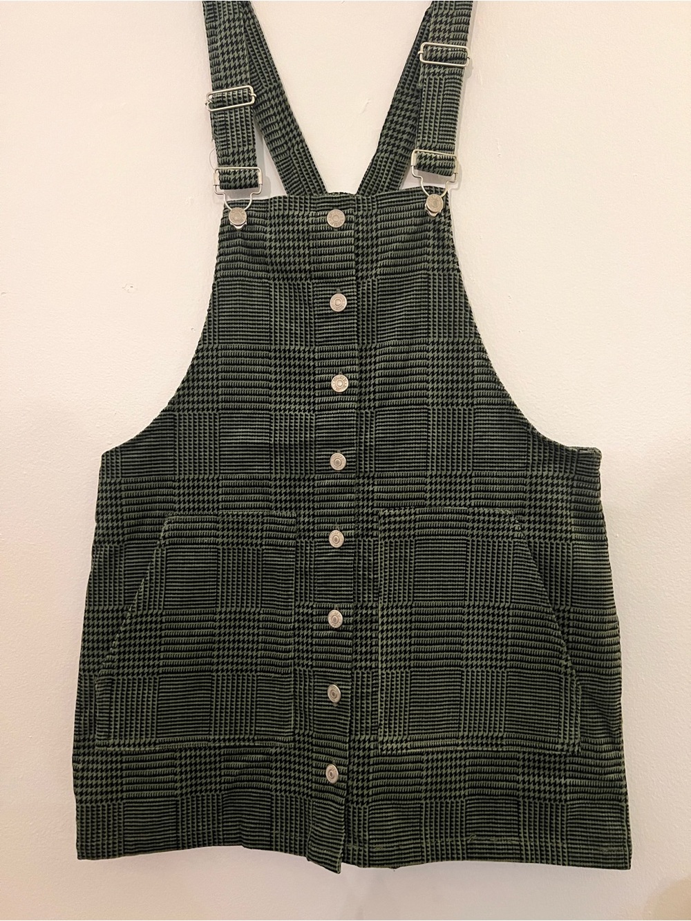 Forever 21 Plaid Pinafore Mini Dress - Olive & Black